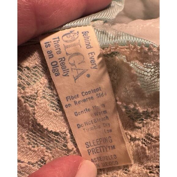 Vintage Olga Full Sweep Nightgown Mint Green Lace Front Size 36 - Picture 8 of 9